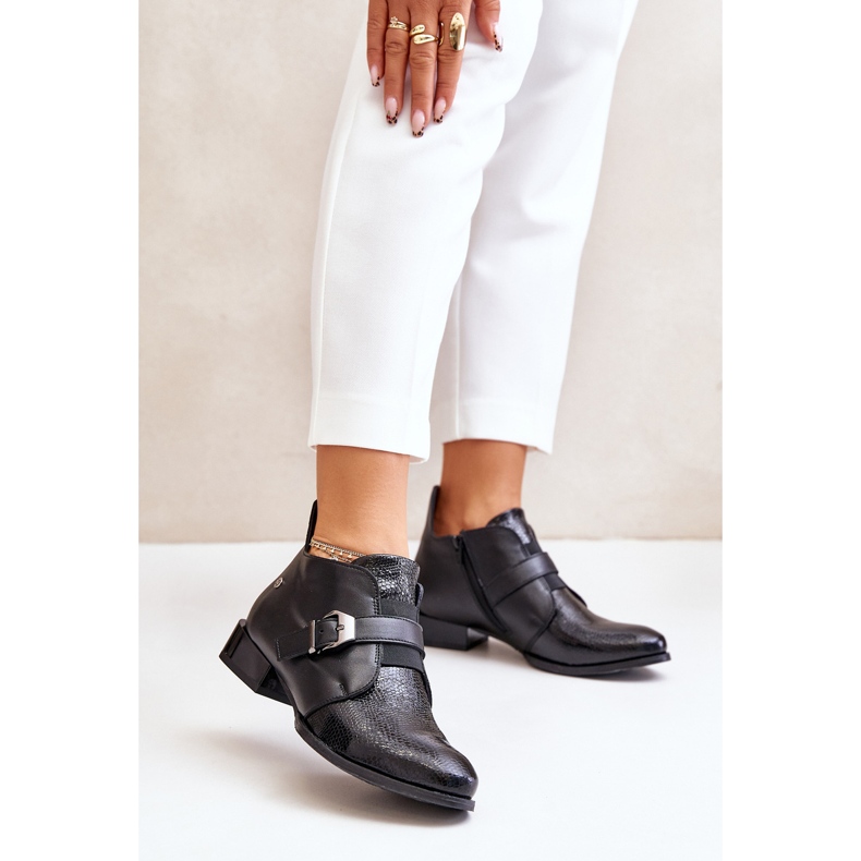 Läder Låga Stövlar Med Dragkedja Maciejka 06692-01 Svart 2