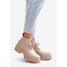 Zazoo 2952 Ankelstövlar i beige läder med gulddekoration 1