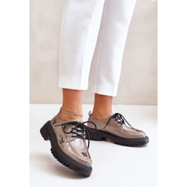 Dampatentskor med dekorationer, naturläder Artiker 55C1010 Mörkbeige 2