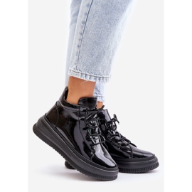 Lätt lackad läderplattform Sportskor Naturläder Artiker 55C1049 Svart 1