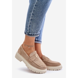 Dam Brogues Mockasiner Med Guld Detalj Khaki Arilva beige 1