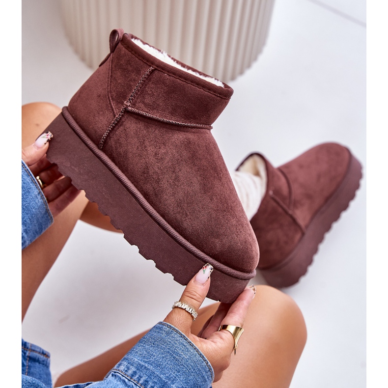 Snöstövlar för kvinnor isolerade med päls, mörkbrun, Xamella 2