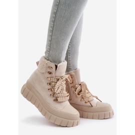 Damisolerade Trapper Boots på plattformen, Beige Alcyhen 1