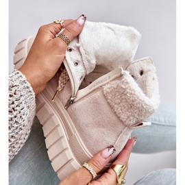 Damisolerade Trapper Boots på plattformen, Beige Alcyhen 2