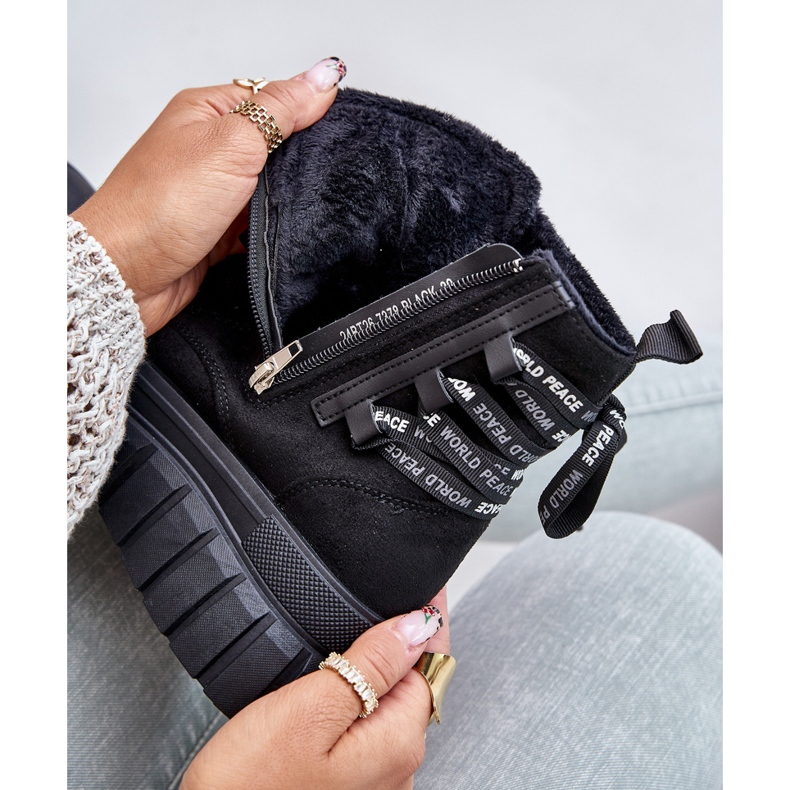 Kvinnors stövlar på plattform med dekorativ snörning Svart Edidda 2