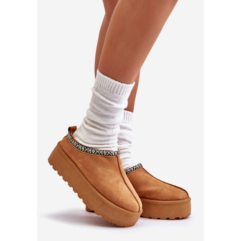 Platformtofflor för kvinnor med broderi Camel Neroma beige 1