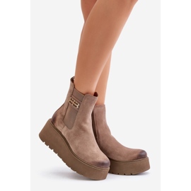 Zazoo 60498 mocka stövlar dam Chelsea stövlar på plattform och kilar Beige 1