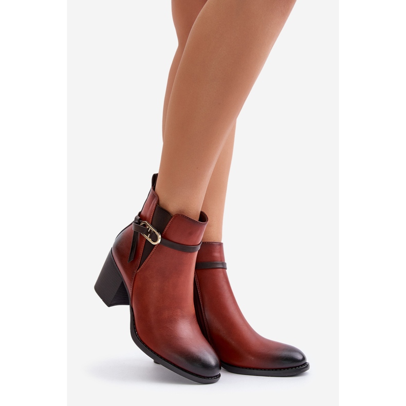 Jezzi Högklackade damstövlar, isolerade, med rem, brun Zinithia 1