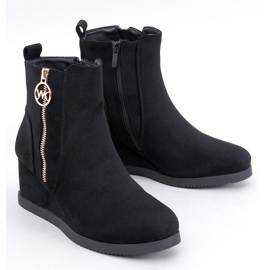 Vavin Black wedge ankelboots med gulddragkedja svart 1
