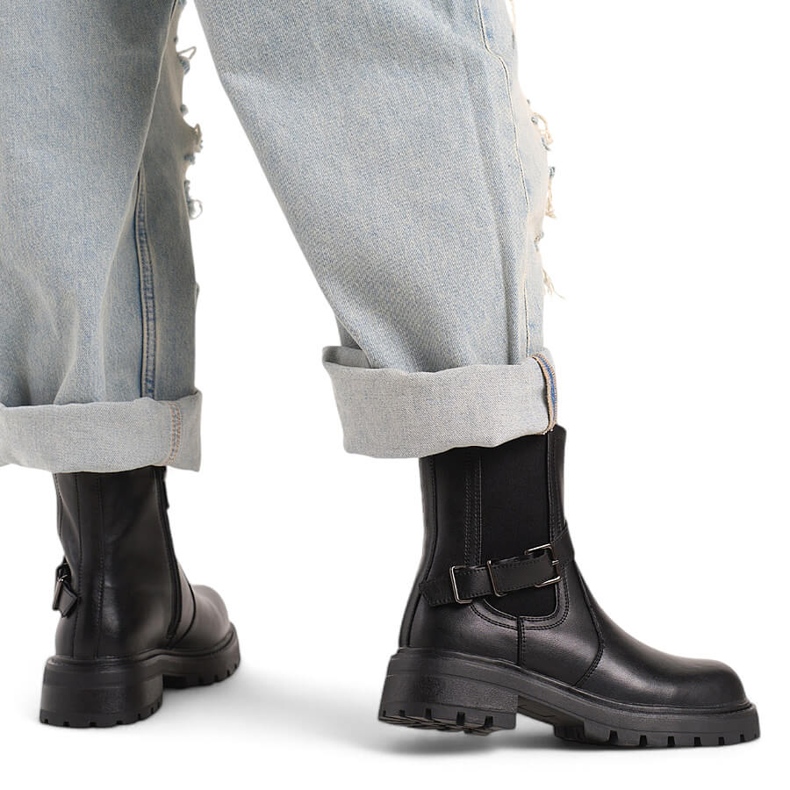 Ankelstövlar i läder med spänne, svart Sergio Leone TR719-S 1