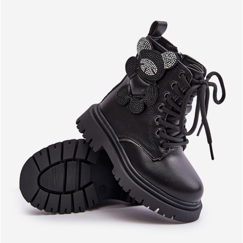 Isolerade flickstövlar med nalle och dragkedja, Black Relobia svart 2