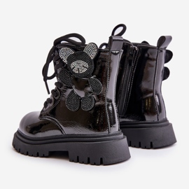 Isolerade ankelstövlar för flickor med nallebjörn och dragkedja, patentsvarta Relobia 2