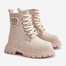 Beige Evaliraea flickstövlar med pälsfoder och dragkedja 1