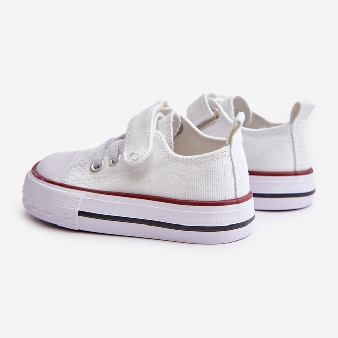 Barnsneakers i tyg med kardborreband, vit Daloma 2