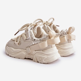 Beige barnsneakers dekorerade med paljetter Liatoma 2