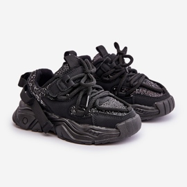 Barnsneakers dekorerade med paljetter, Black Liatoma svart 1