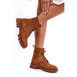 Isolerade stövlar kvinnors spets -up kvinnor kamel brun 3