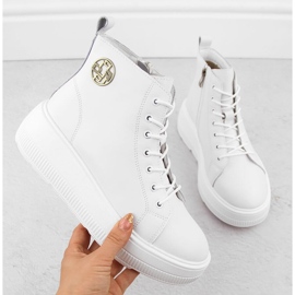 Vita ankelstövlar i läder för kvinnor på plattformen av Filippo DBT6374 1