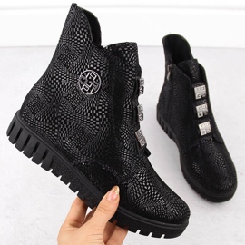 Svarta läderkängor för kvinnor på plattformen Filippo DBT6360 1