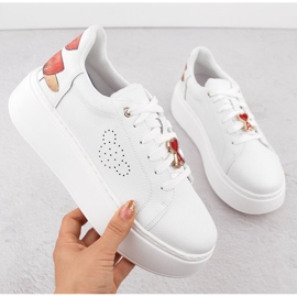 Sportskor i läder på plattform, vit Vinceza 89101 1