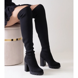 Lija långa svarta högklackade slip-on boots 2