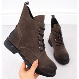 Khaki damstövlar i läder D&amp;A S.Barski Premium Collection CR42-158 brun 1