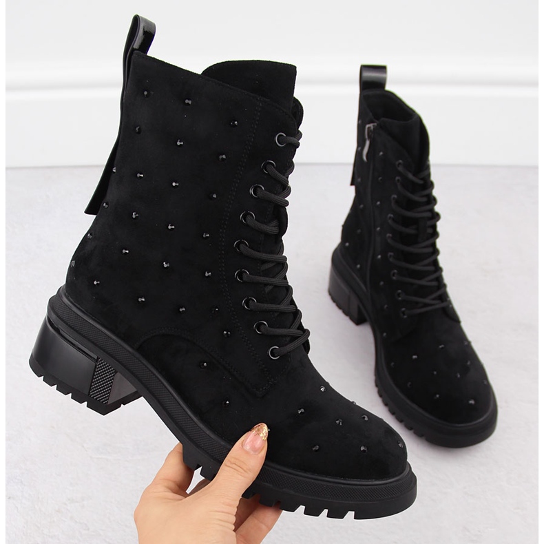 Arbetsväska i läder för kvinnor med zirkoner, svart D&amp;A S.Barski Premium Collection MR880-017 1