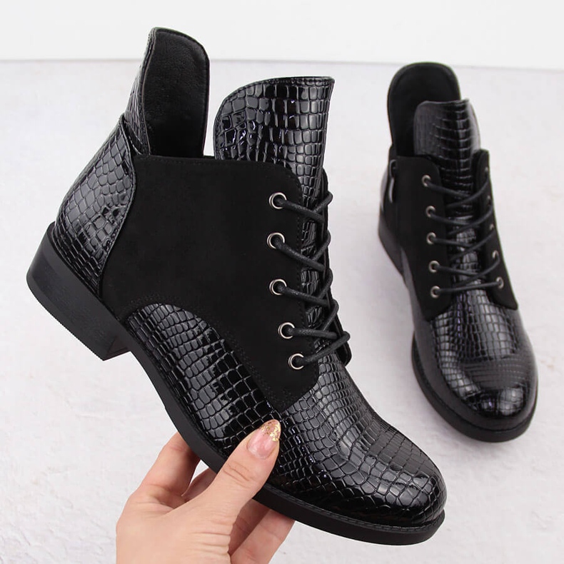 Stövlar i lackskinn, svarta, Vinceza 16477, dam 1