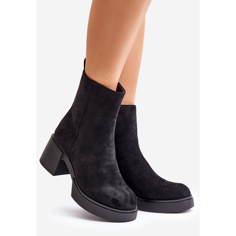 Eco Mocka damstövlar på hög klack Varmsvart Meriluna 1