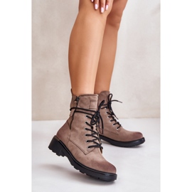 Höga arbetsstövlar med dragkedjor, Mörkbeige Maisa 2