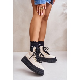 Dam Isolerade Trapper Ankel Boots På Plattformen Beige Jelenia 2