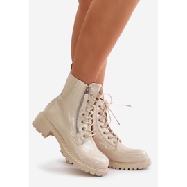 Lackarbetarstövlar med dragkedja, isolerad beige Ravanthia 1