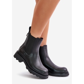 S.Barski Chelsea-stövlar i läder med dekorativ kedja, varm D&amp;A JC42-86 Svart 1