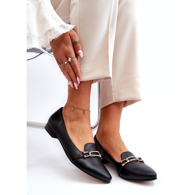 Zazoo 2885 Kvinnor läderballerinas med dekoration svart 1