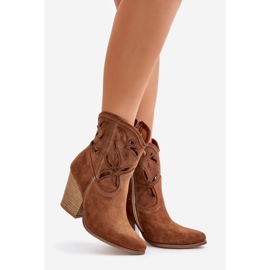 Lewski Shoes Cowboystövlar i mocka med genombrutet mönster Lewski 3612 Brun beige 1