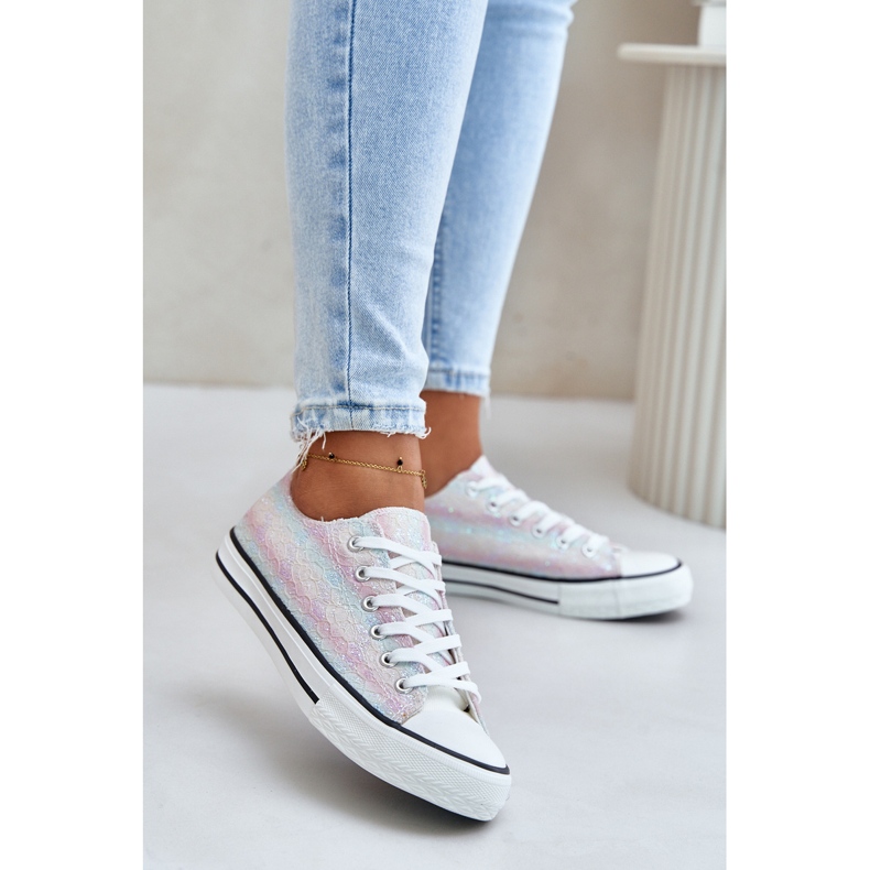 Sneakers för kvinnor dekorerade med paljetter Multicolor Nolrina mångfärgad 2