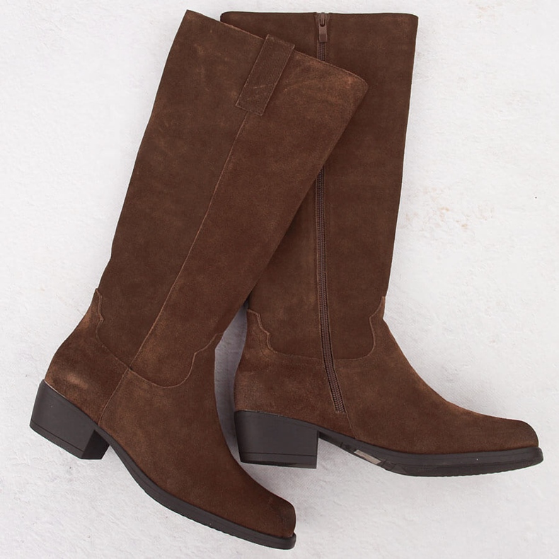 Brunt läder cowboystövlar för kvinnor från Sergio Leone KZ268 2