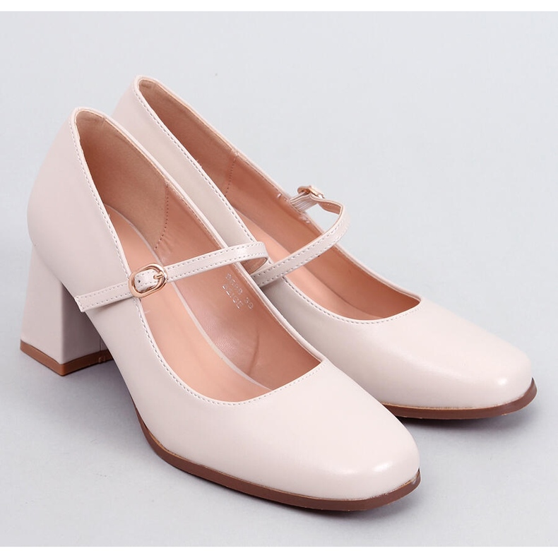 Mary Jane Keefel Beige högklackade pumps 1