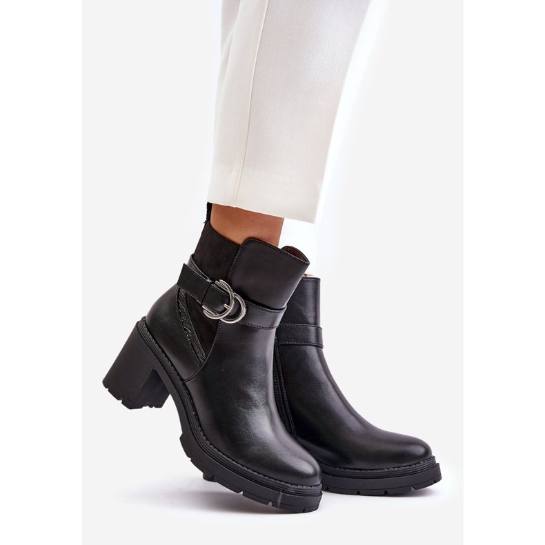 Högklackade damstövlar, varma, dragkedja, svarta Inabelle 1