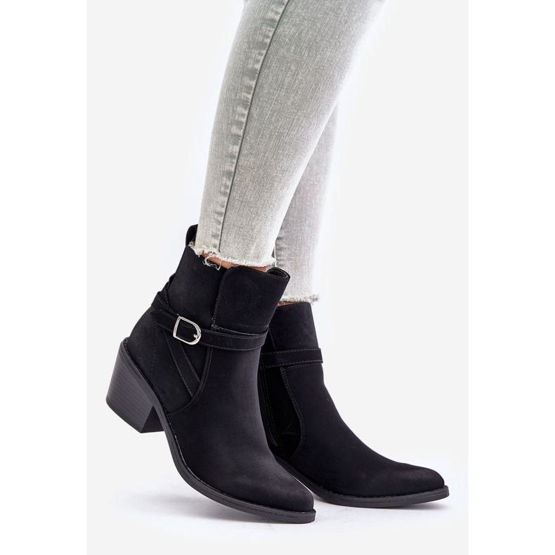 Svarta Glamer högklackade cowboystövlar med spetsiga tår, isolerade, dragkedja 1