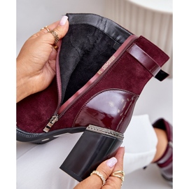 S.Barski Isolerade damstövlar på hög klack med dekorativt spänne D&amp;A MR880-085 Burgundy röd 2