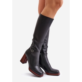 S.Barski Läder Elegant högklackat varma stövlar D&amp;A JC42-39 Svart 1