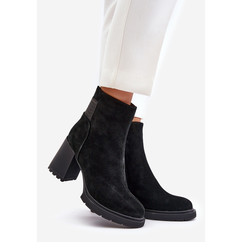 S.Barski Mockaisolerade ankelstövlar med hög klack D&amp;A CR42-106 Svart 1