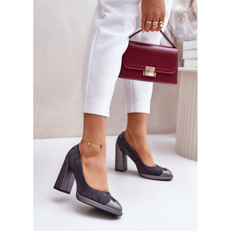 Mocka högklackade pumpar Laura Messi 2702 Grå 2