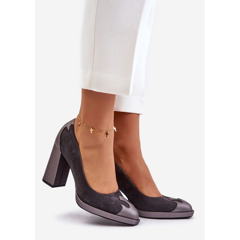 Mocka högklackade pumpar Laura Messi 2702 Grå 1