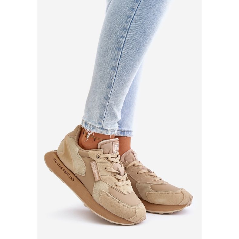 Skinnsneakers för kvinnor Big Star OO274564 Hi-Poly System Beige 1