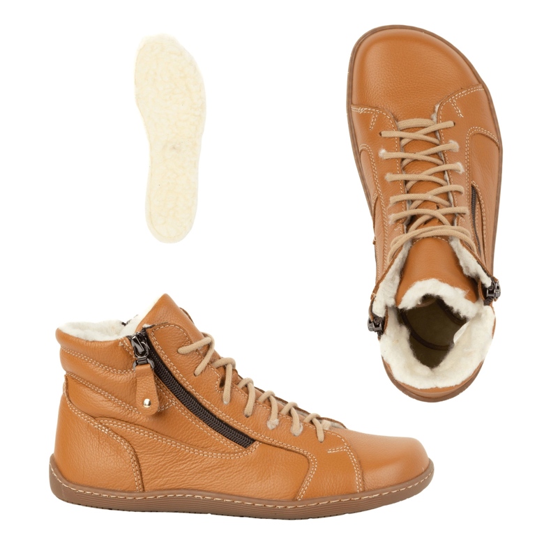 Olivier Kvinnors minimalistiska barfota vinterläderskor 1261 röd orange 2