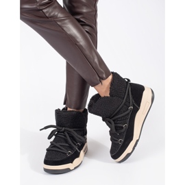 Seastar Svarta snöstövlar för kvinnor med tjock sula 2