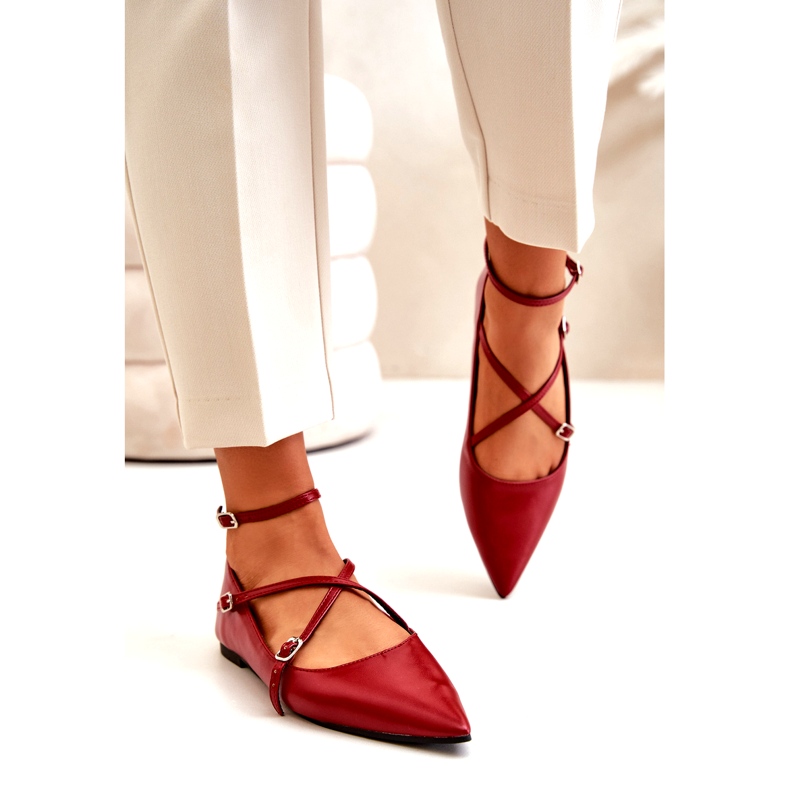 STEPHAN Kvinnors ballerinor med vinröd 1