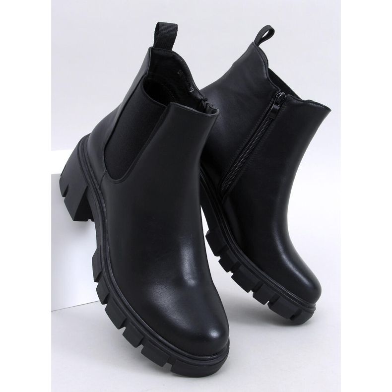 Ledeck Black Pu Chelsea boots med breda klackar svart 1